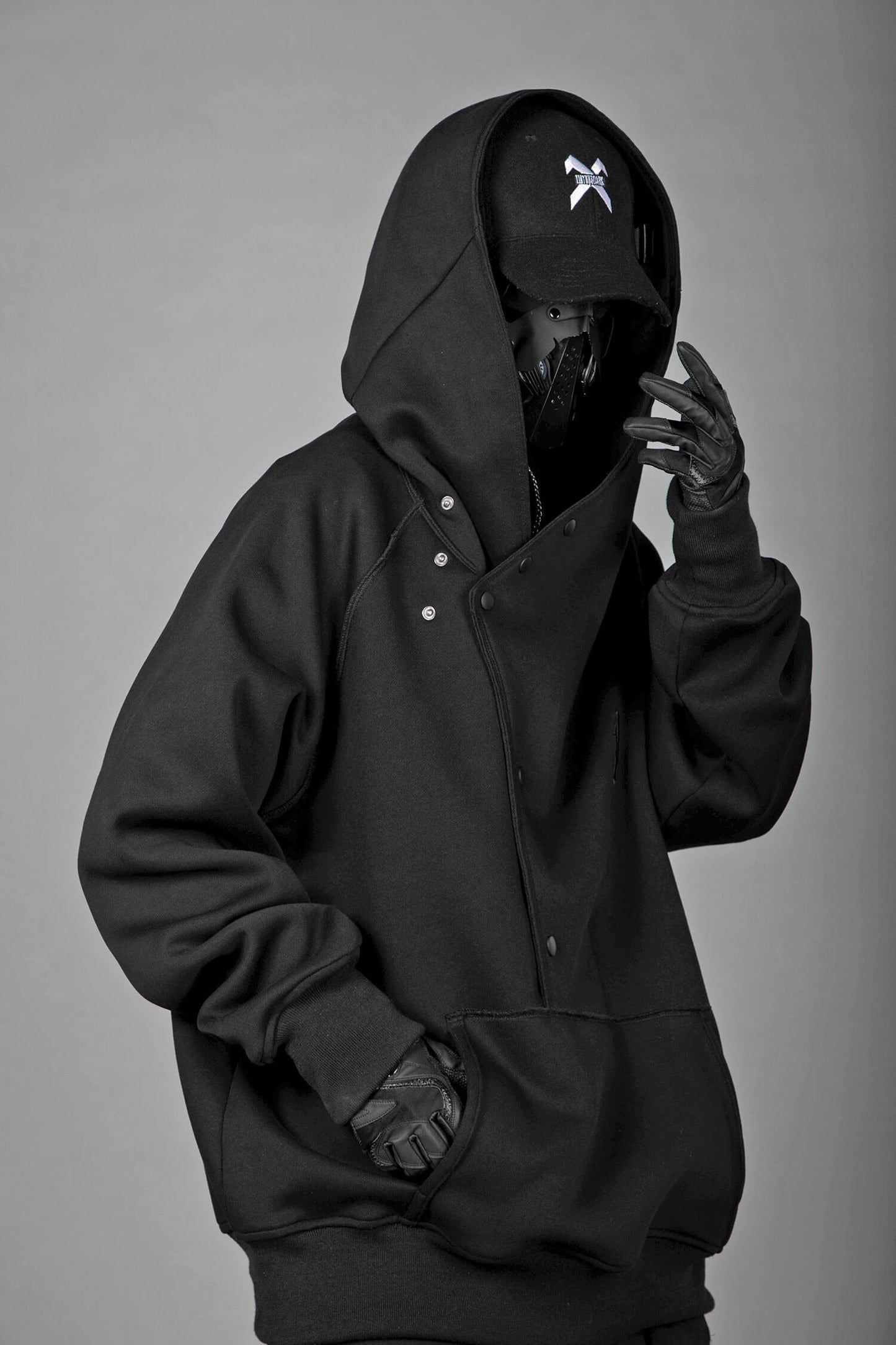 HiH38 Black Layered Hoodie
