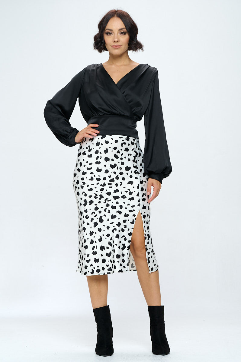 Stretch Satin Solid V neck Top with Open Back-4