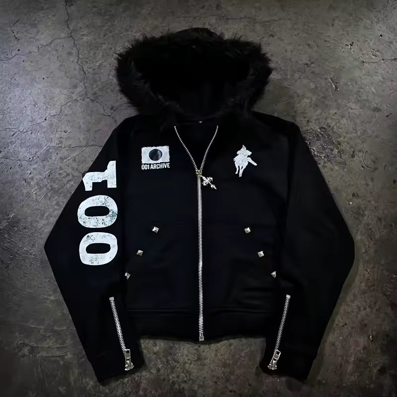 100 Archive Fur-Trim Zip-Up Jacket